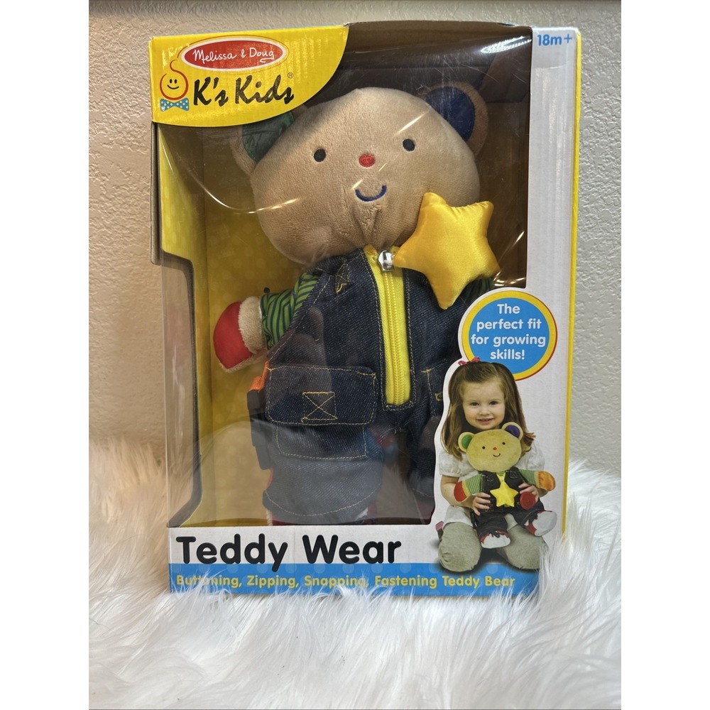 $27‎ 🌙 Melissa & Doug K's Kids Teddy Wear Stuffed Bear Button Zip SEALED